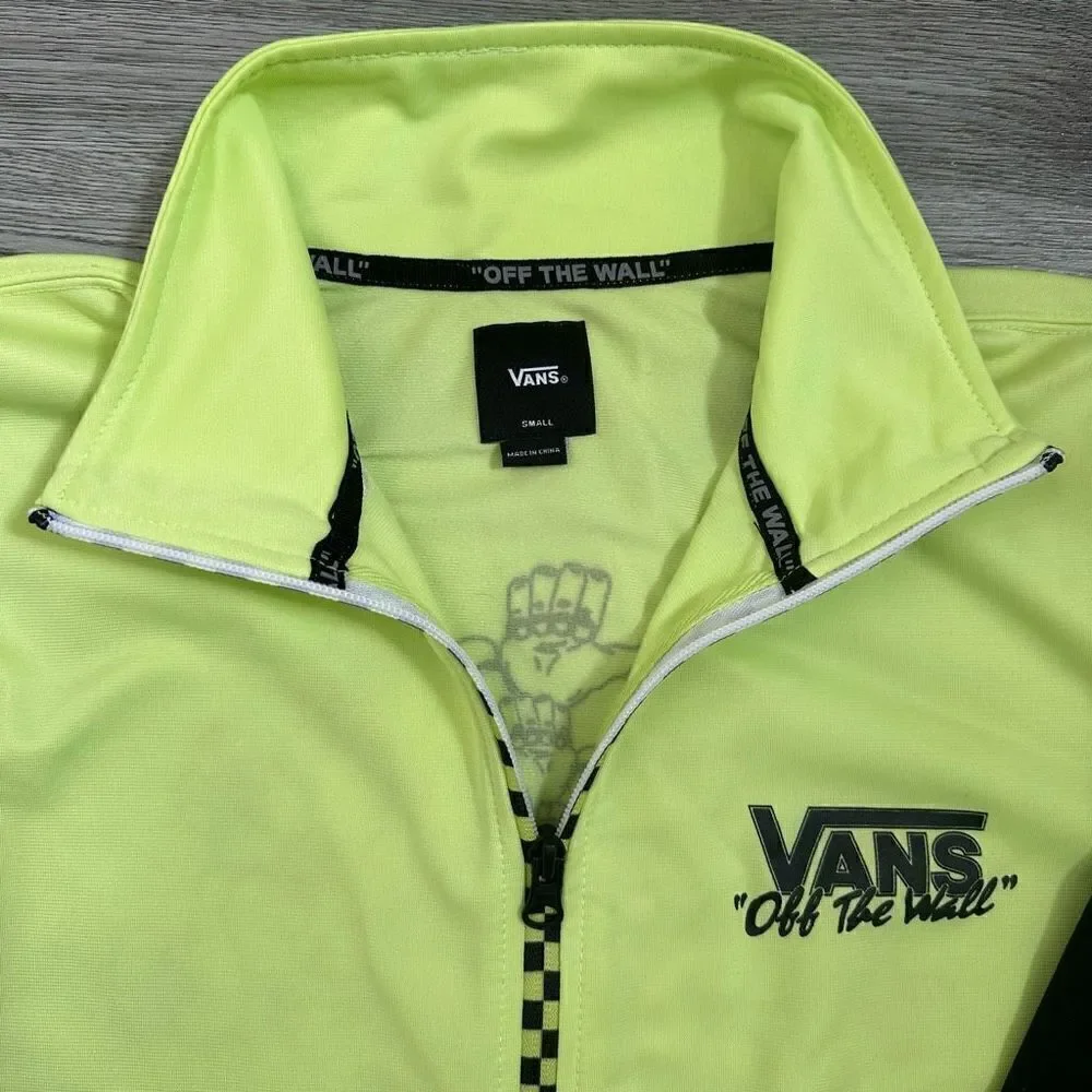 Vans Winner's Circle “Off the Wall”‎ Track Zip Jacket Size S Neon Green Black